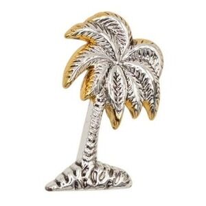 Vintage Best Two Tone Palm‎ Tree Brooch Pin Silver Gold Tropical Jewelry